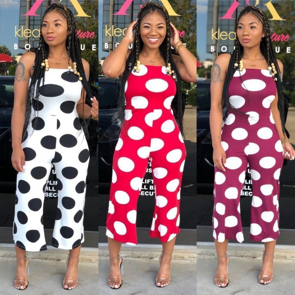 Polka Dot Capri Jumpsuit - Picture 1 of 4